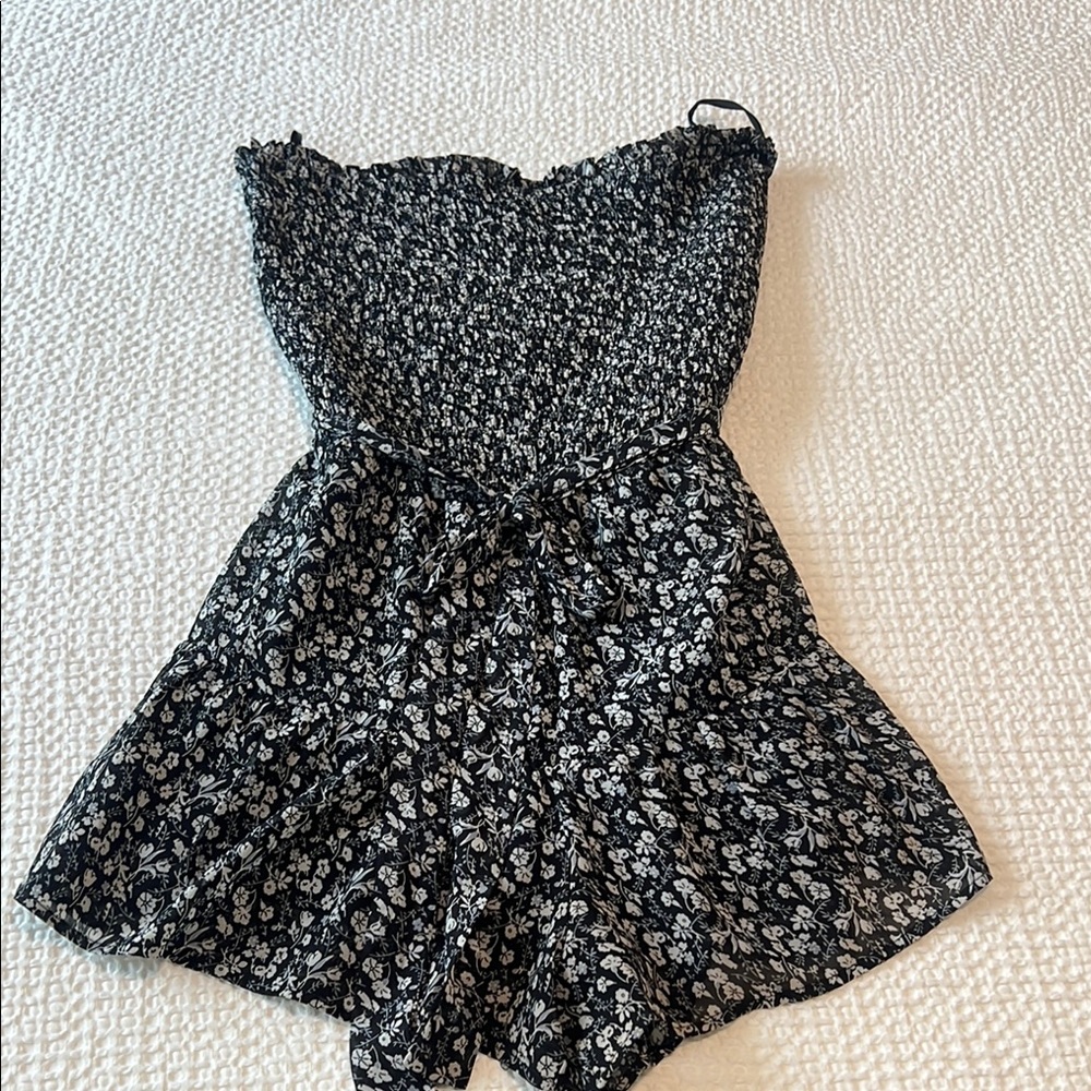 She + Sky Black and White Floral Jumpsuit